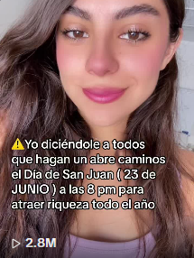 ⚠️Yo diciéndole a todos que hagan un baño de caminos el Día De San Juan (23 de JUNIO) a las 8 pm para atraer riqueza todo el año