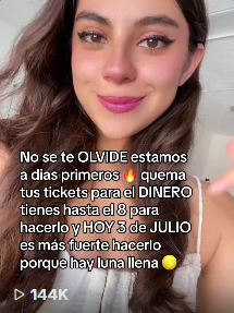 No se te OLVIDE estamos a días primeros ✨ quema tus tickets para el DINERO tienes hasta el 8 para hacerlo y HOY 3 de JULIO es más fuerte hacerlo porque hay luna llena 🌕